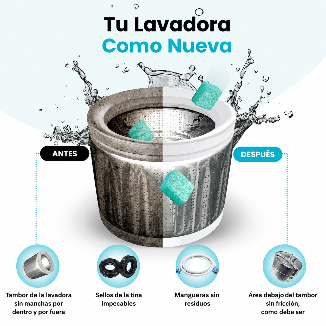 SOLORA Limpiador de Lavadora Anti Pelo y Olores